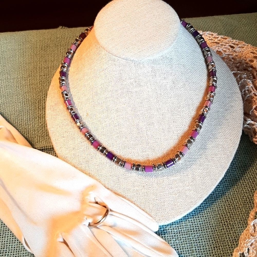 Purple And Silver Necklace